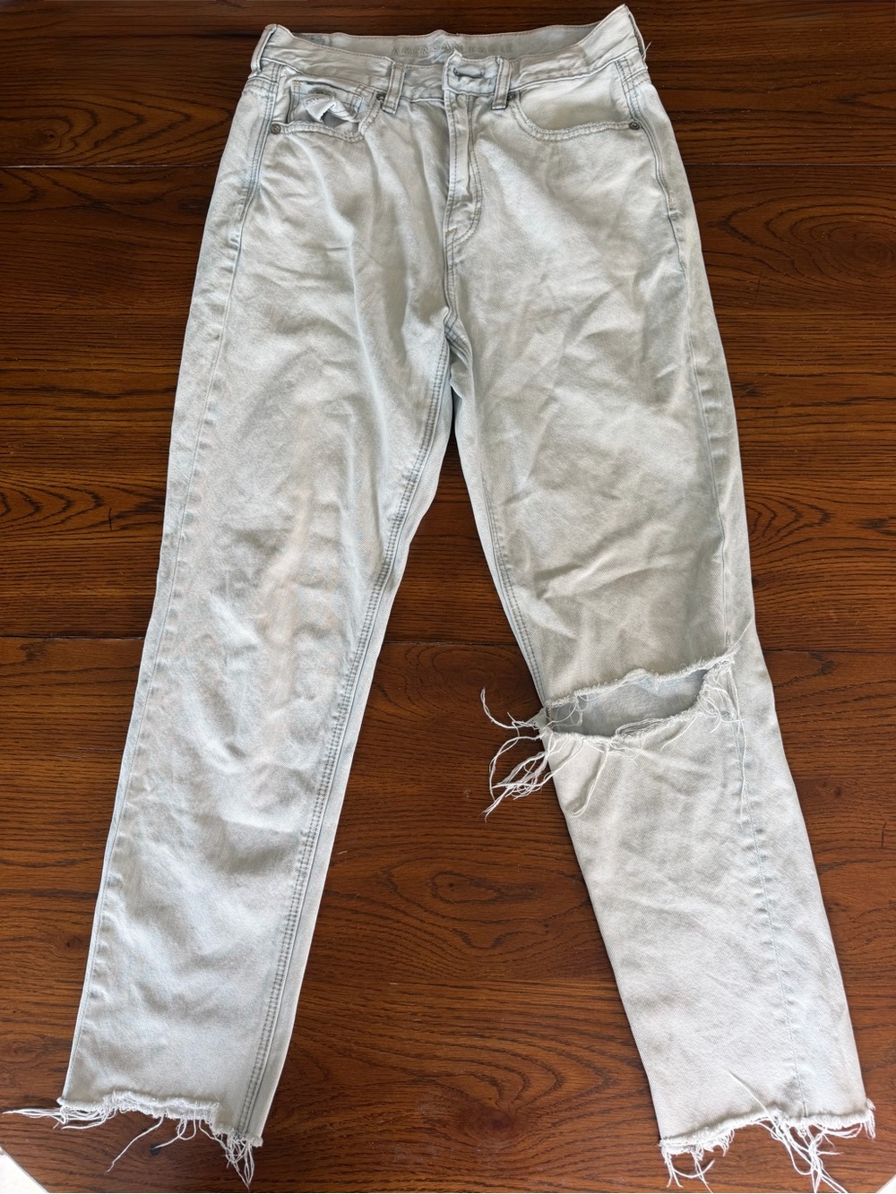 American Eagle Outfitters Light Mom Jeans with Distressed Knee